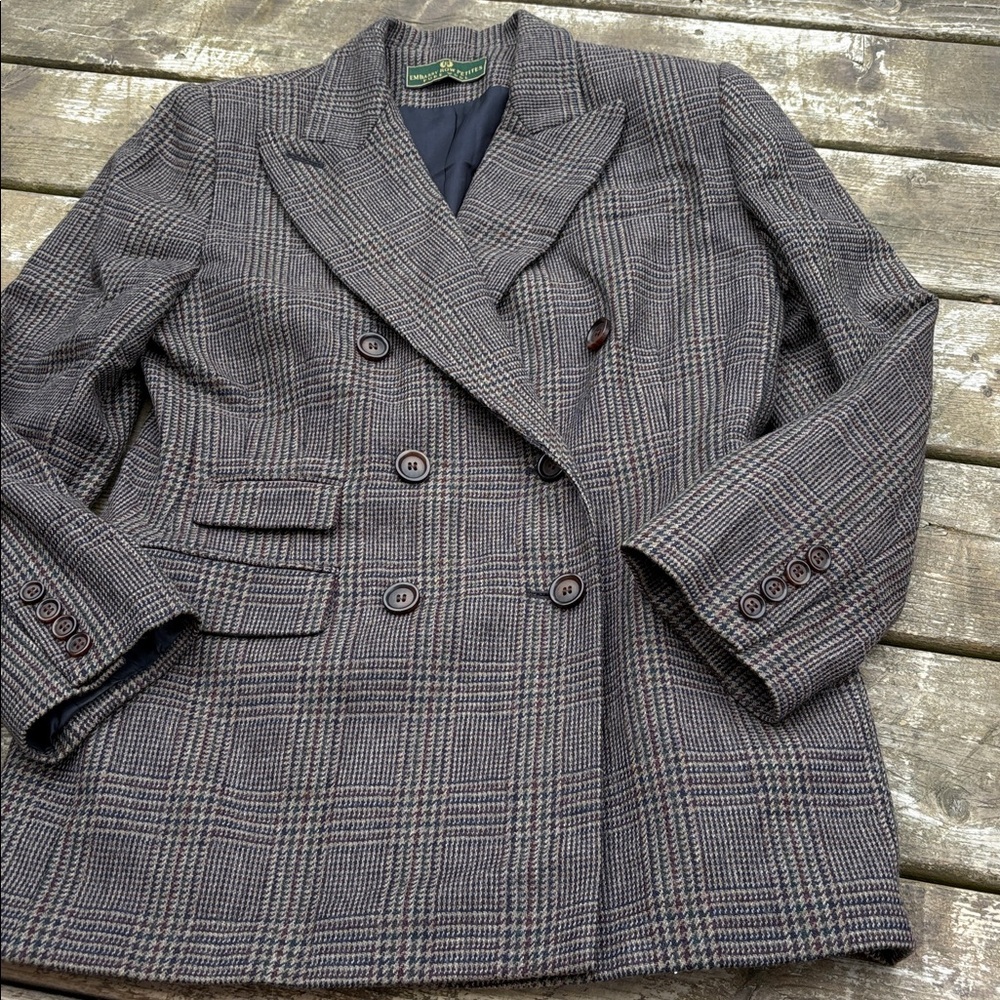 Vintage Embassy Row 100% wool Plaid Double-Breasted Blazer size 10P